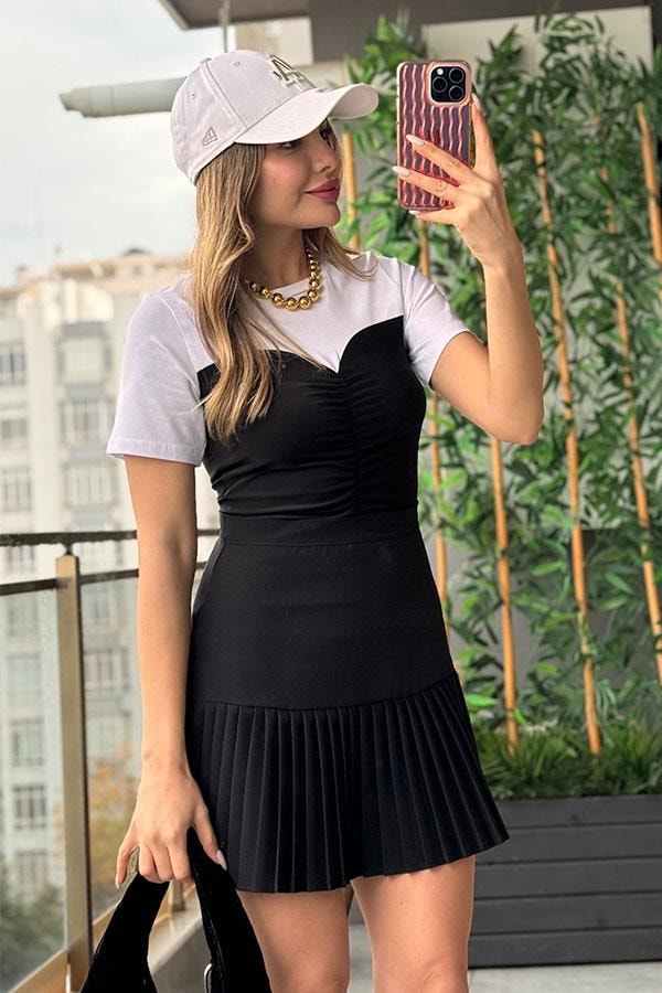Aıre Siyah Beyaz Geçişli Crop
