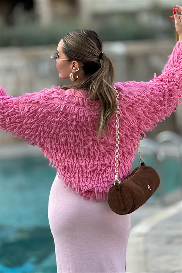 Alicia Püsküllü Pembe Kazak