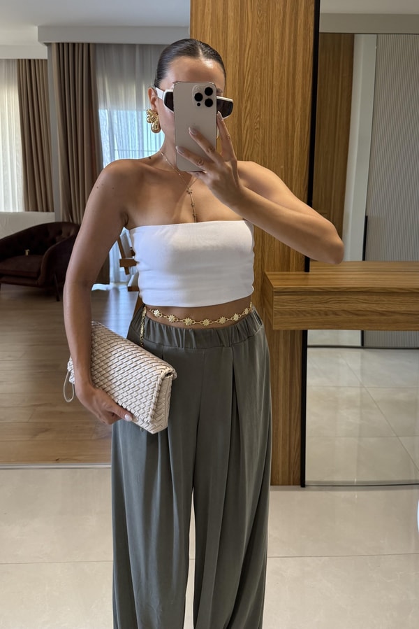 Amaris Beyaz Straplez Dilvin Crop