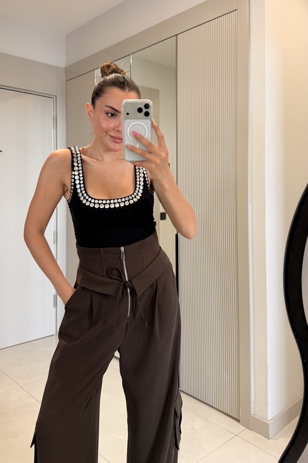 Andrea Kahve Tasarım Kargo Pantolon