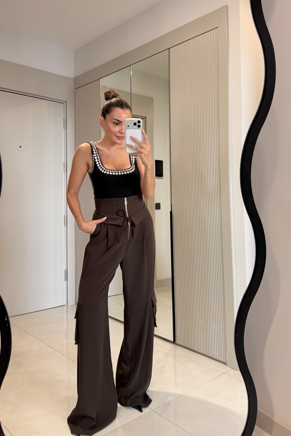 Andrea Kahve Tasarım Kargo Pantolon