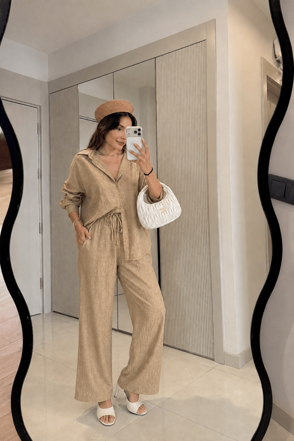 Antone Camel Gömlek Pantolon Takım