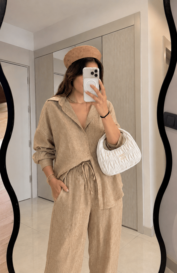 Antone Camel Gömlek Pantolon Takım