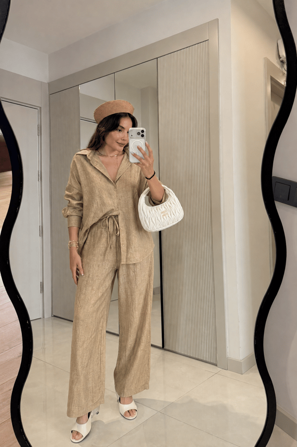 Antone Camel Gömlek Pantolon Takım