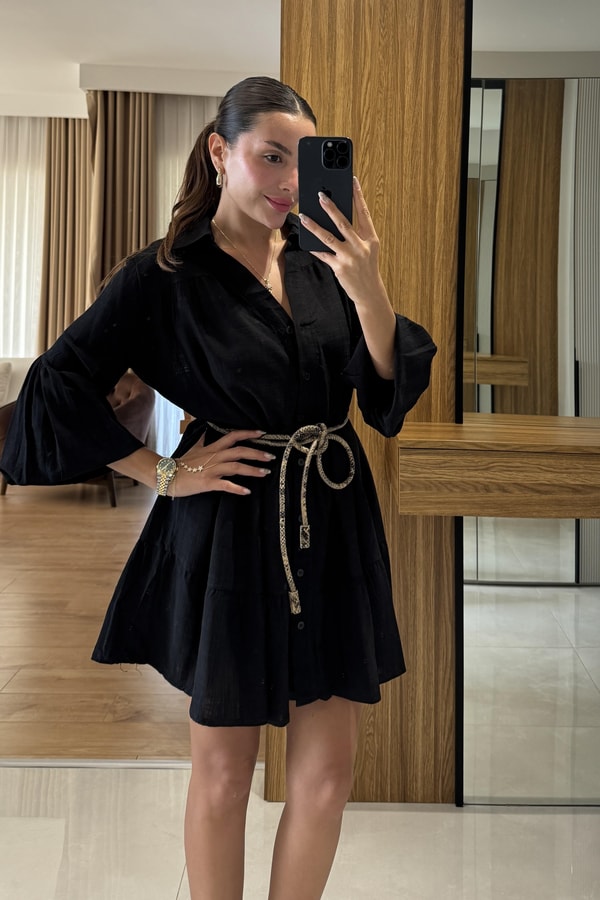 Armando Siyah Gömlek Elbise