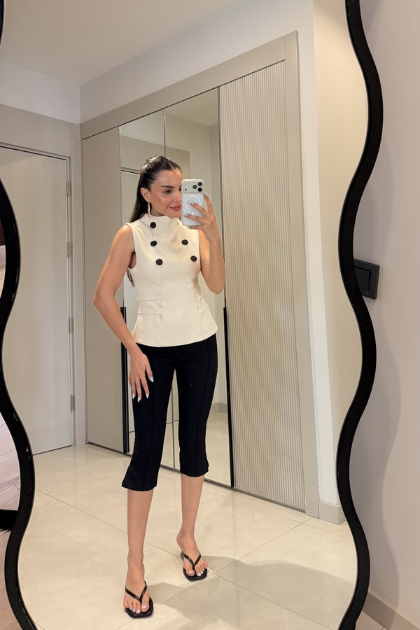 Arwen Siyah Kapri Pantolon