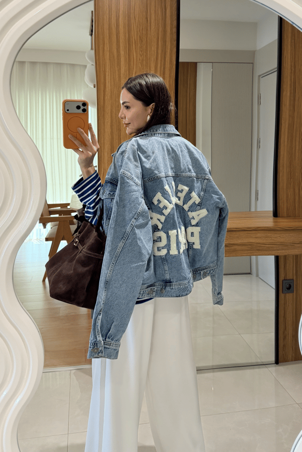 Asher Denim Arkası Yazılı Ceket