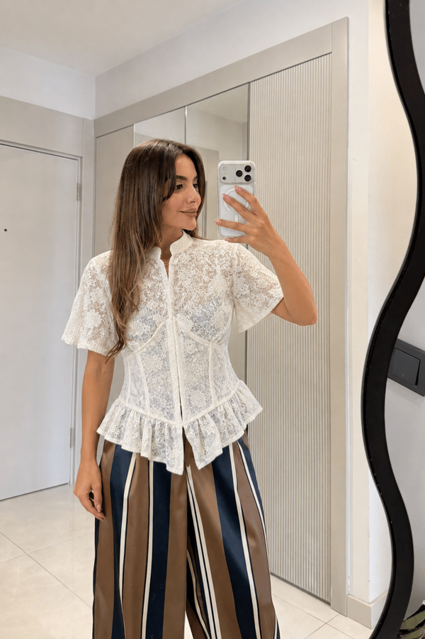 Ashley Dantel Volanlı Korsaj Bluz