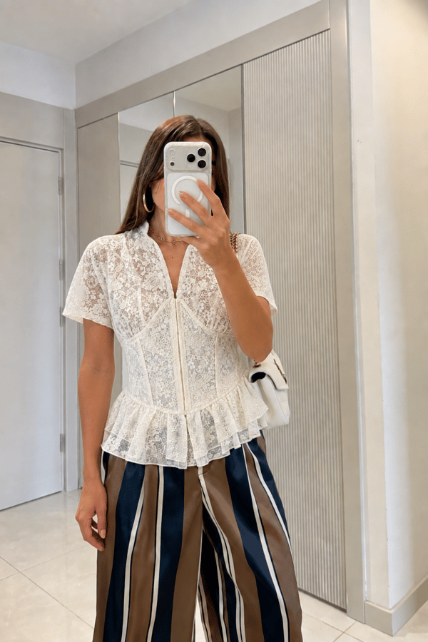 Ashley Dantel Volanlı Korsaj Bluz