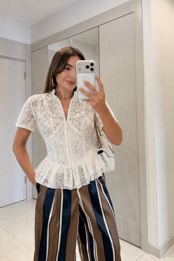 Ashley Dantel Volanlı Korsaj Bluz