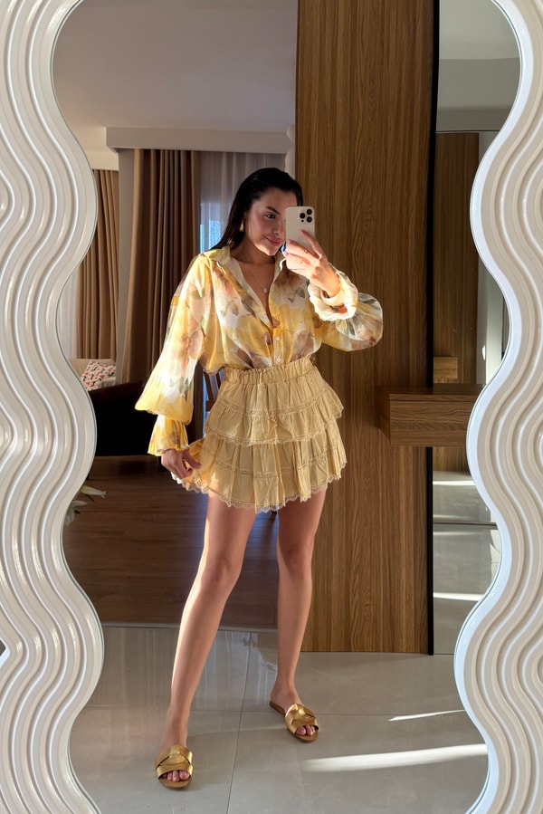 Audrey Hardal Dantel Geçişli Şort Etek