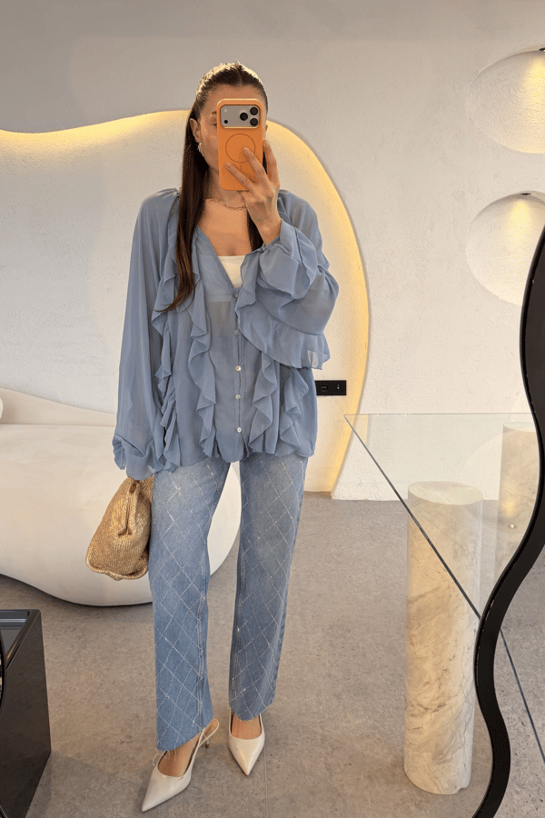 Avoria Lightblue Baklava Taşlı Jean 