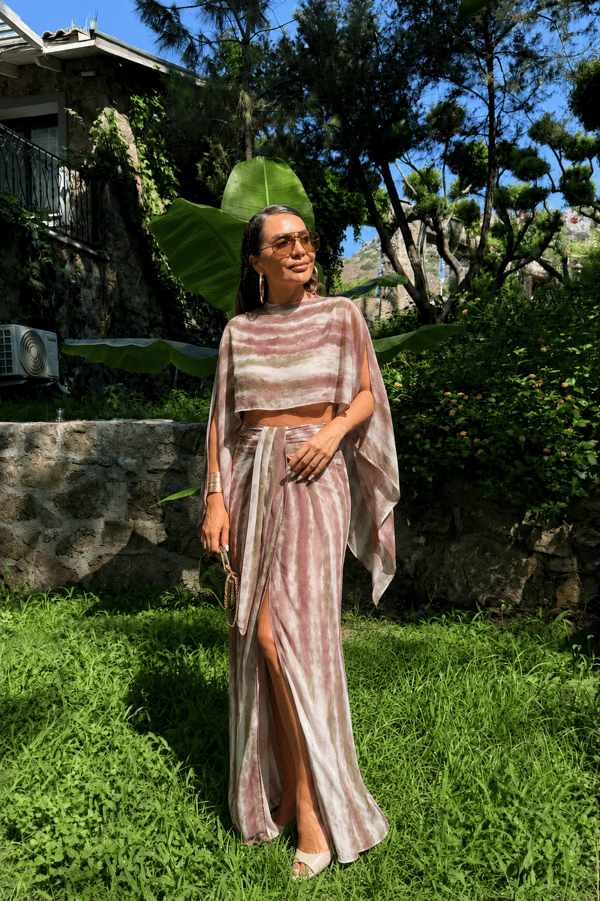 Avory Pembe Batik Desen Pareo Takım