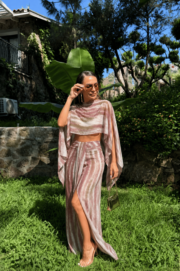 Avory Pembe Batik Desen Pareo Takım