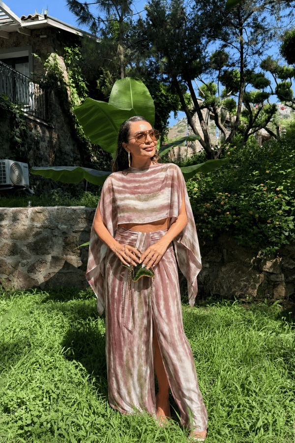 Avory Pembe Batik Desen Pareo Takım