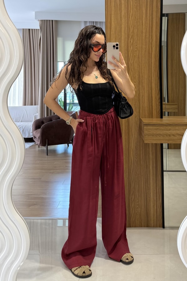 Axelle Bordo Tensel Pantolon