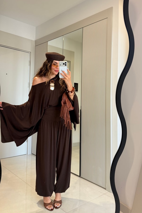 Barnes Kahve Şalvarlı Premium Takım