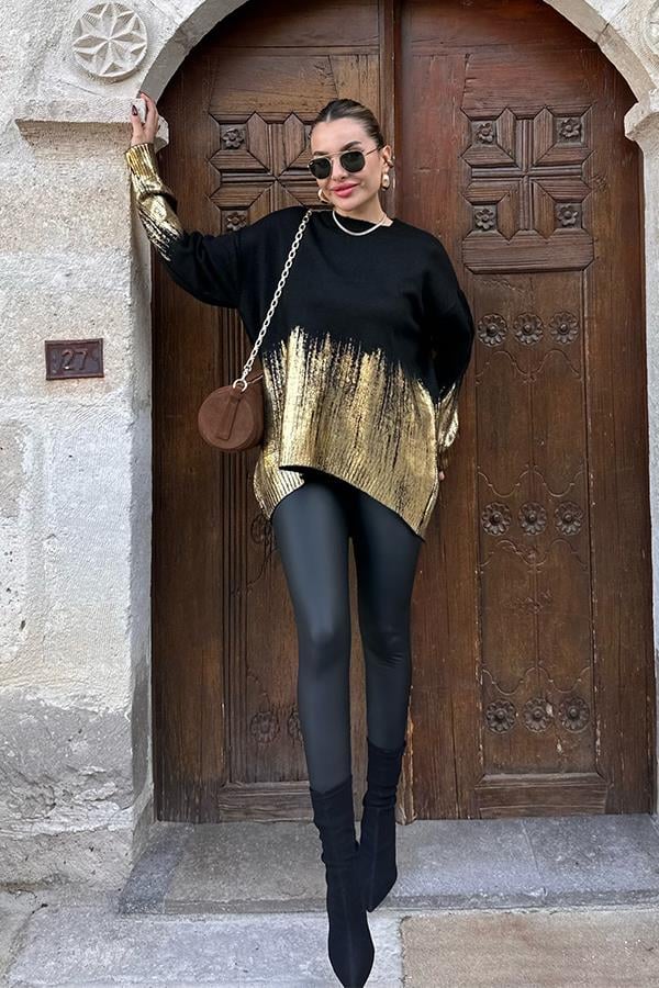 Barox altı gold siyah kazak