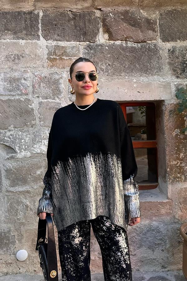 Barox altı gümüş siyah kazak