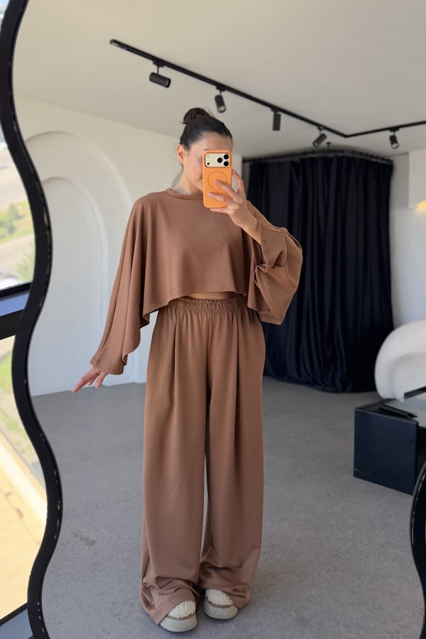 Belinda Camel Yarasa Kol Modal Takım