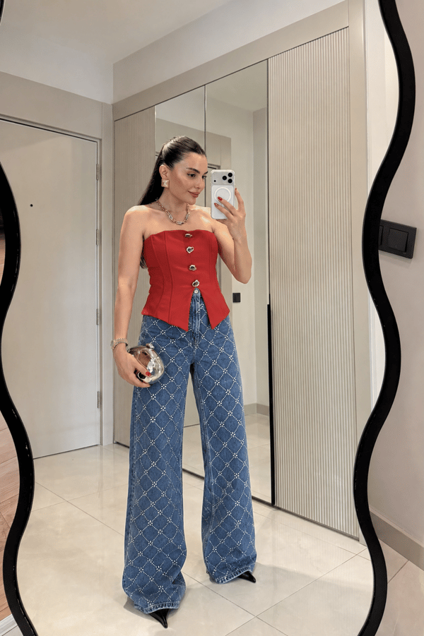 Belovi Midblue Taşlı Jean