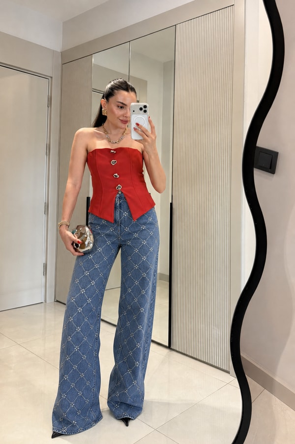 Belovi Midblue Taşlı Jean