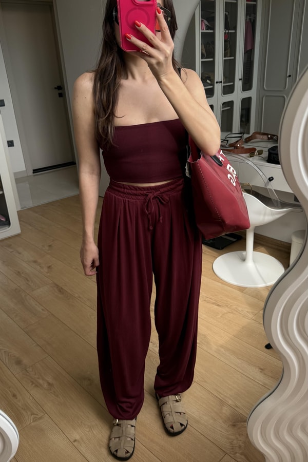 Billie Bordo Modal Şalvar Pantolon