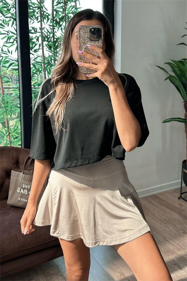 Bisiklet yaka siyah basic tshirt