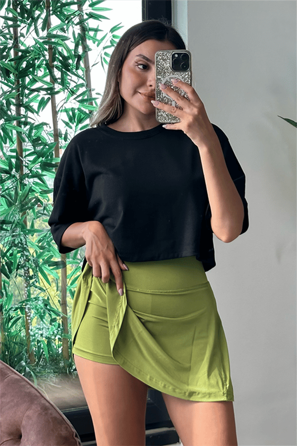 Bisiklet yaka siyah basic tshirt