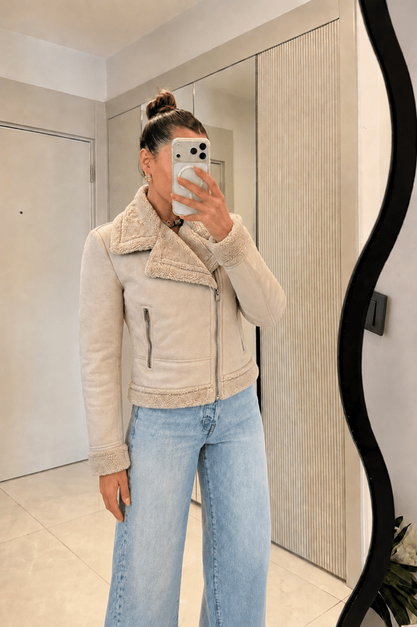Bored Krem İçi Teddy Fermuarlı Mont