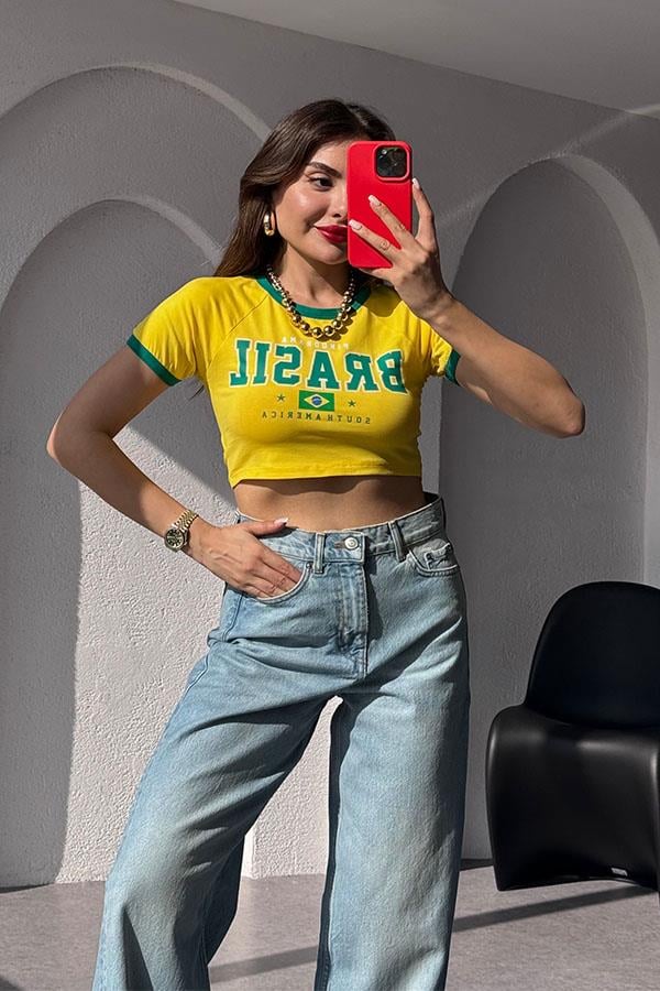 Brasil Sarı Basic Mini Tshirt