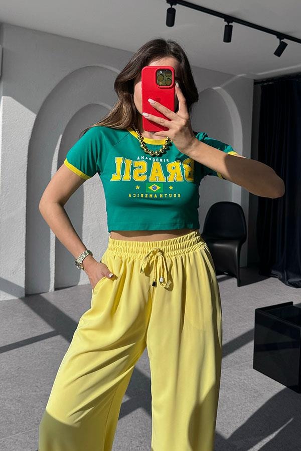 Brasil Yeşil Basic Mini Tshirt