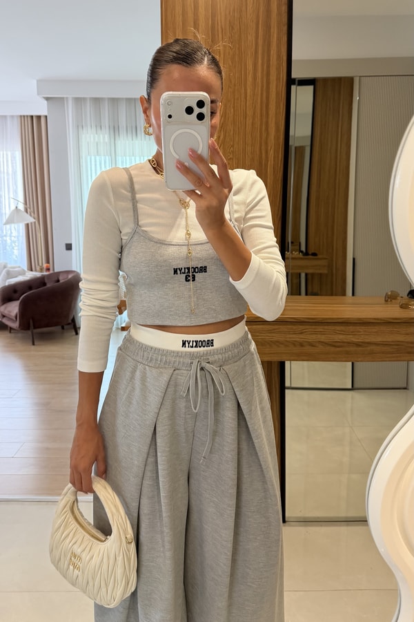 Brooklyn Gri İkili Görünümlü Crop
