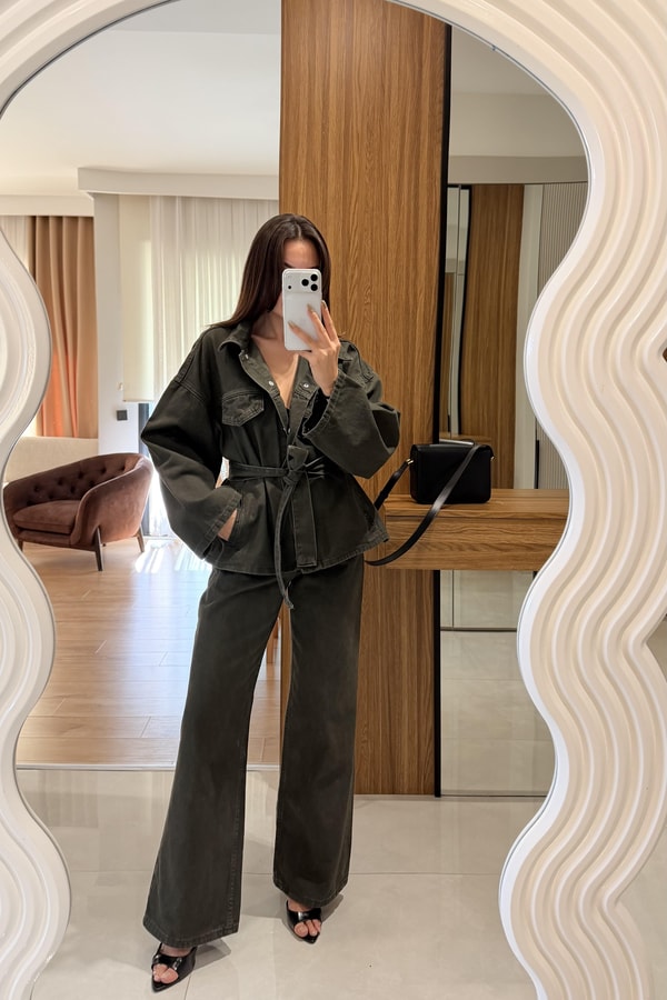 Callow Haki Kuşaklı Denim Takım