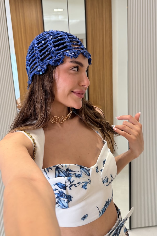 Caprice Saks Mavi Payetli Saç Aksesuarı