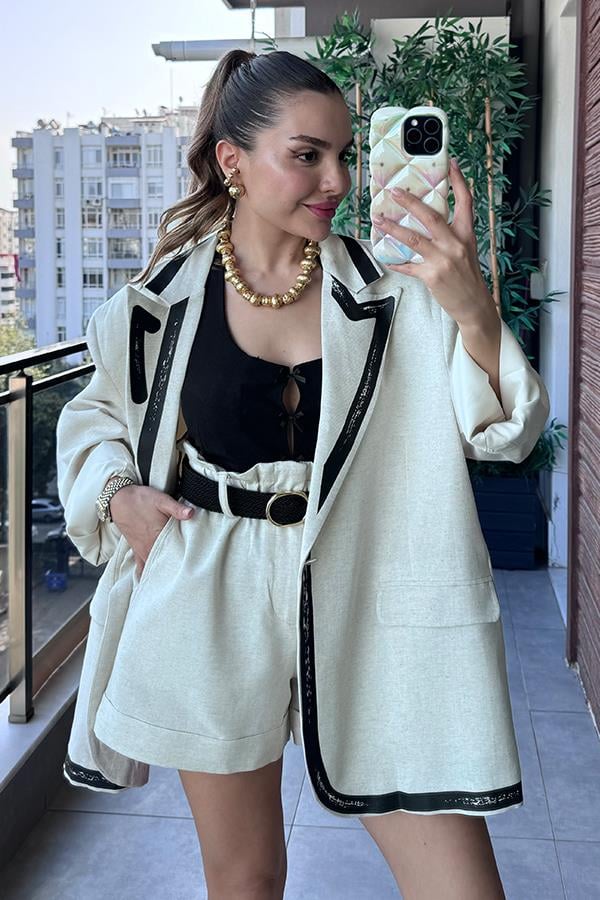 Catherine Kemerli Keten Şort 