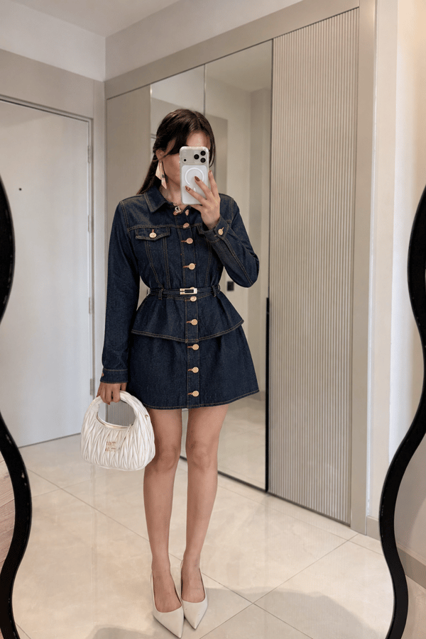 Celeste Denim Etekli Premium Takım