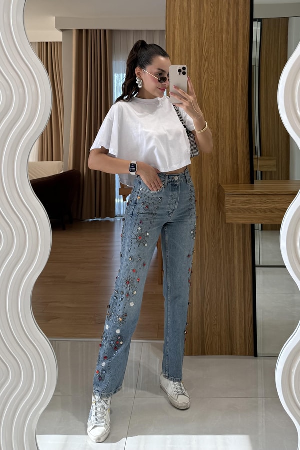 Chella Taş İşlemeli Tasarım Jean