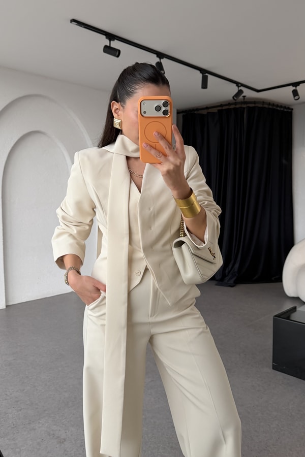 Cherva Bej Şallı Blazer Ceket