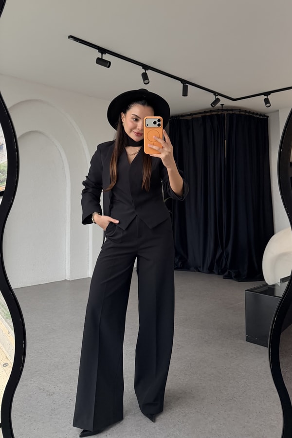 Cherva Siyah Şallı Blazer Ceket