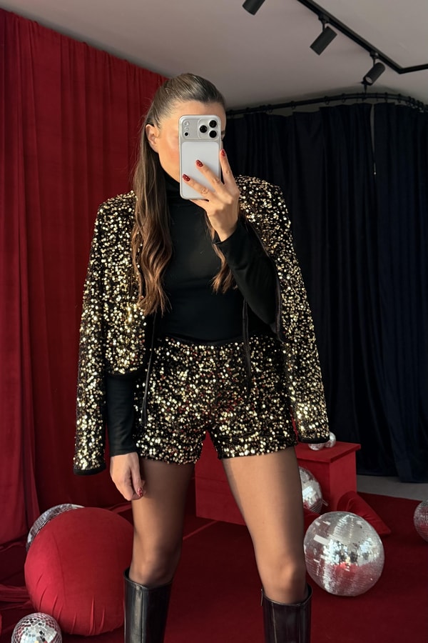 Christina Gold Payet Şort Takım