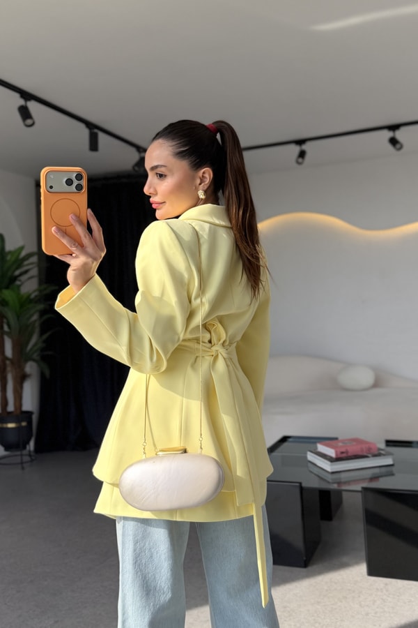 Cindy Sarı İkili Premium Blazer Ceket