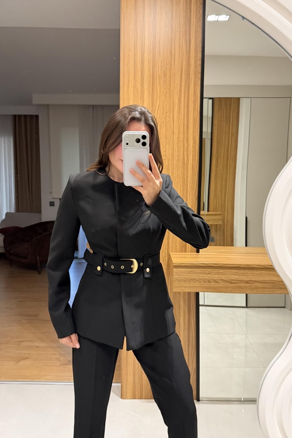Clinton Siyah Kemerli Takım