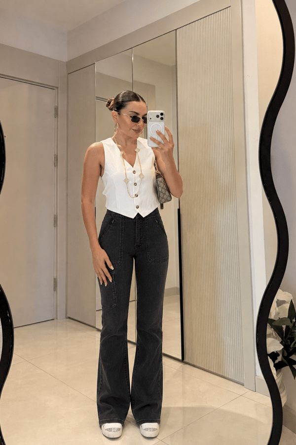 Corey Füme Cep Detaylı İspanyol Paça Jean