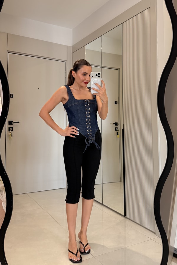 Cruz Denim Korse Kuşgözü Detaylı Büstiyer