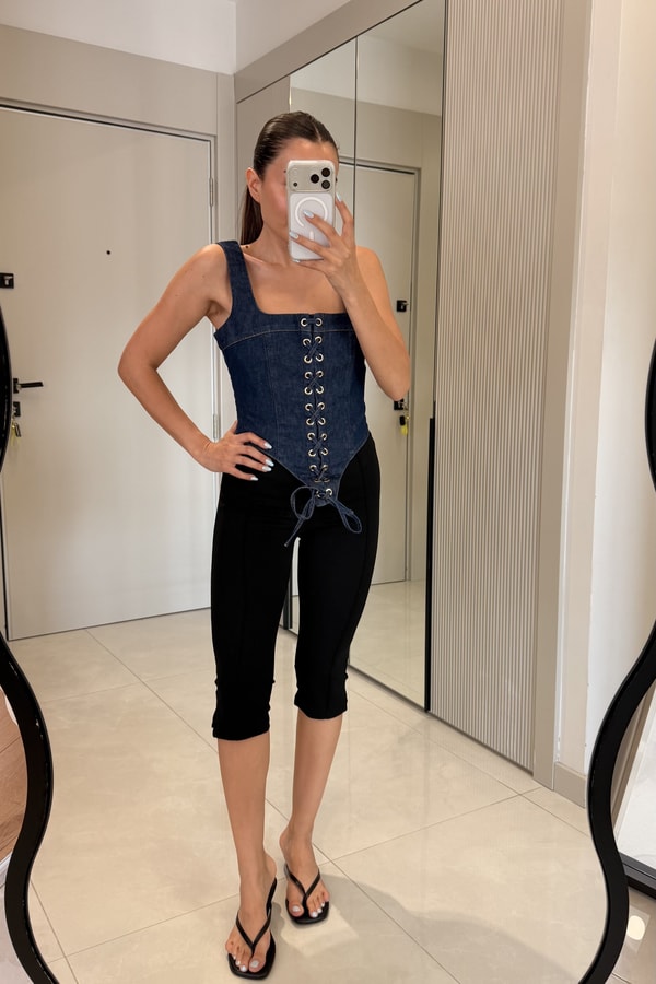 Cruz Denim Korse Kuşgözü Detaylı Büstiyer