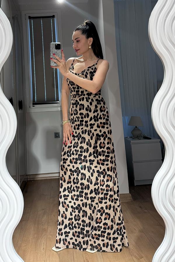 Dalena Leopar Desen Elbise 