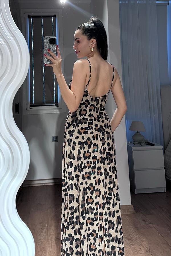 Dalena Leopar Desen Elbise 
