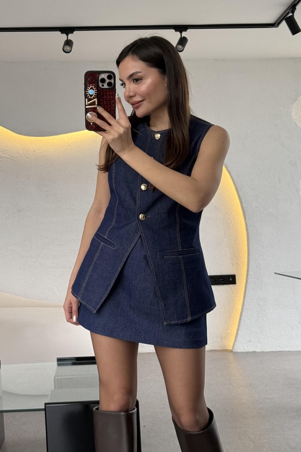 Enrico Mini Denim Etek 