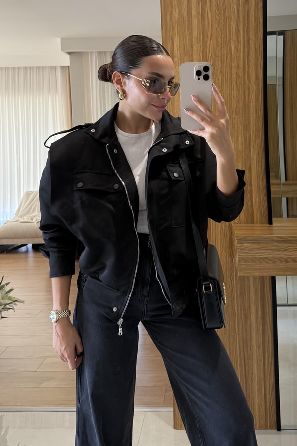 Donato Siyah Bomber Vatkalı Ceket 